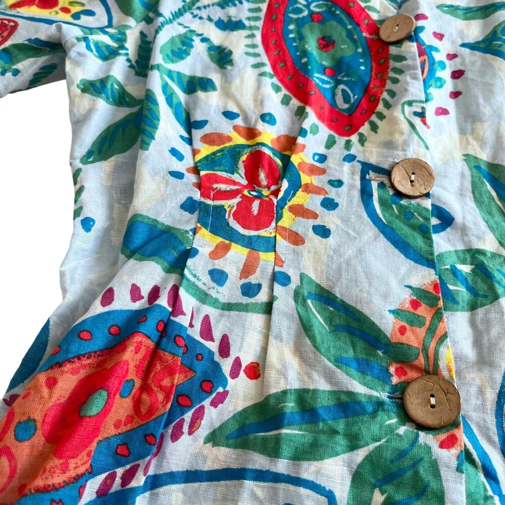 Hester & Orchard Anthropologie Blue Floral Paisley Linen Blend Blouse Small NWT - Picture 6 of 13